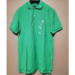 CHAPS Mens Short Sleeve Performance Polo Green Polo Shirt